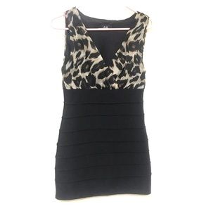 AX PARIS  V NECK Animal print / black dress